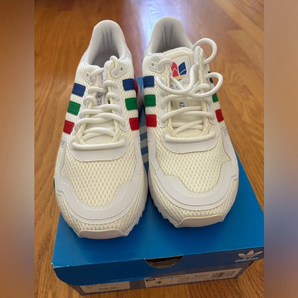 Adidas Originals ZX 750 Sneakers Kids 4 (Women’s 6) White Shoes Athleisure New - Picture 4 of 6